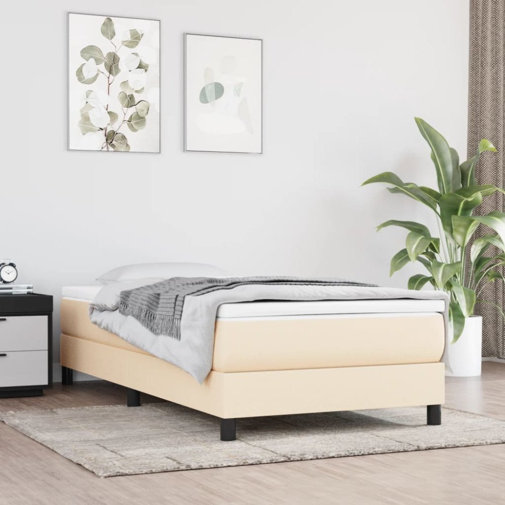 vidaXL Boxspring-sängram cremefärgad 90x200 cm tyg