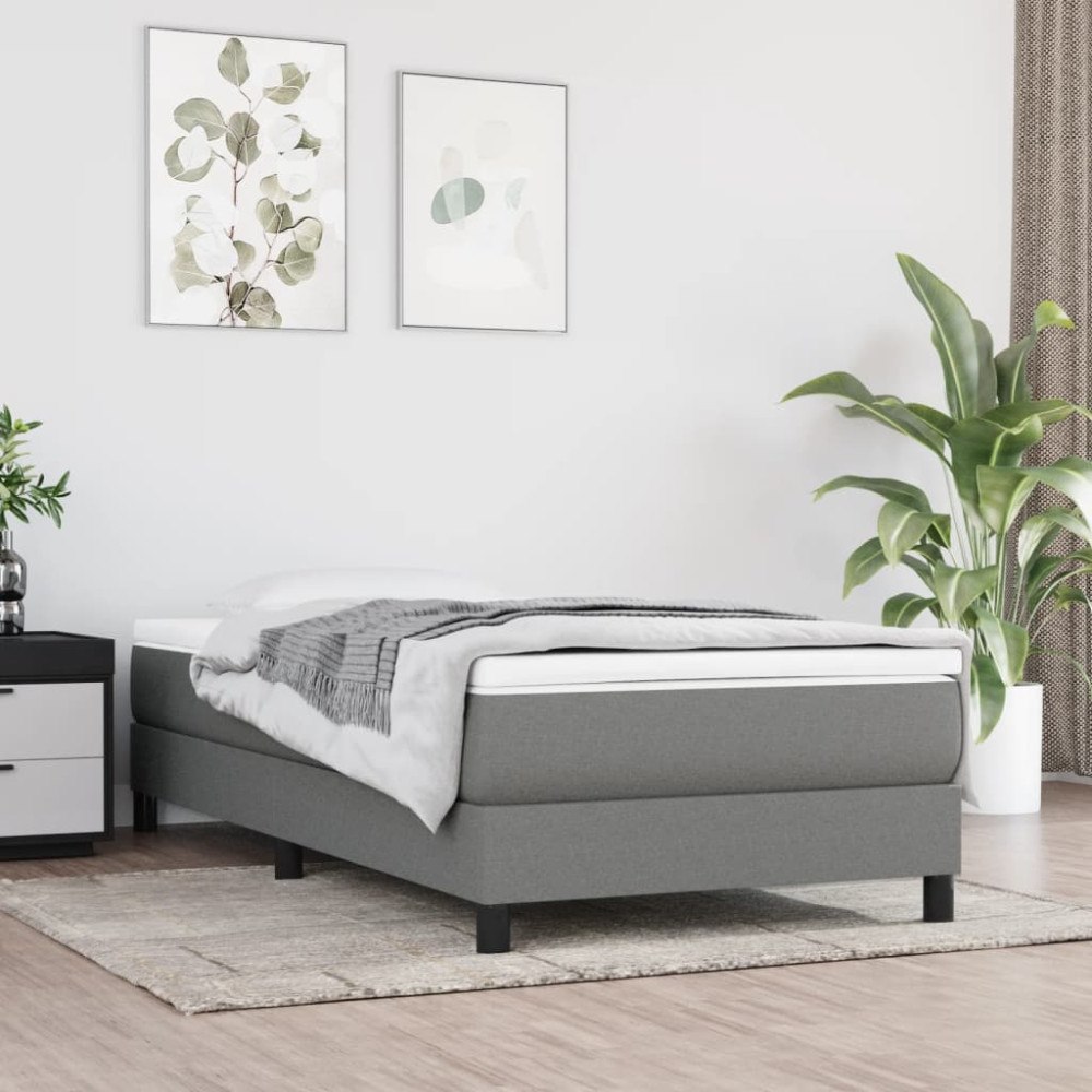 vidaXL Boxspring-sängram mörkgrå 100x200 cm tyg