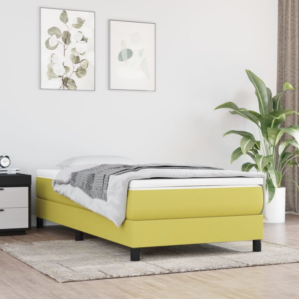 vidaXL Boxspring-sängram grön 100x200 cm tyg