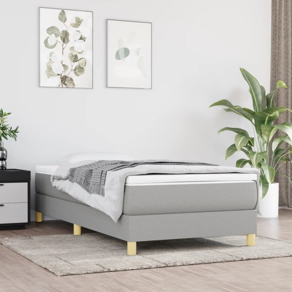 vidaXL Boxspring-sängram ljusgrå 100x200 cm tyg
