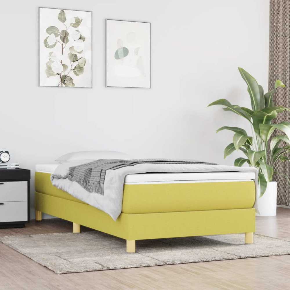 vidaXL Boxspring-sängram grön 100x200 cm tyg