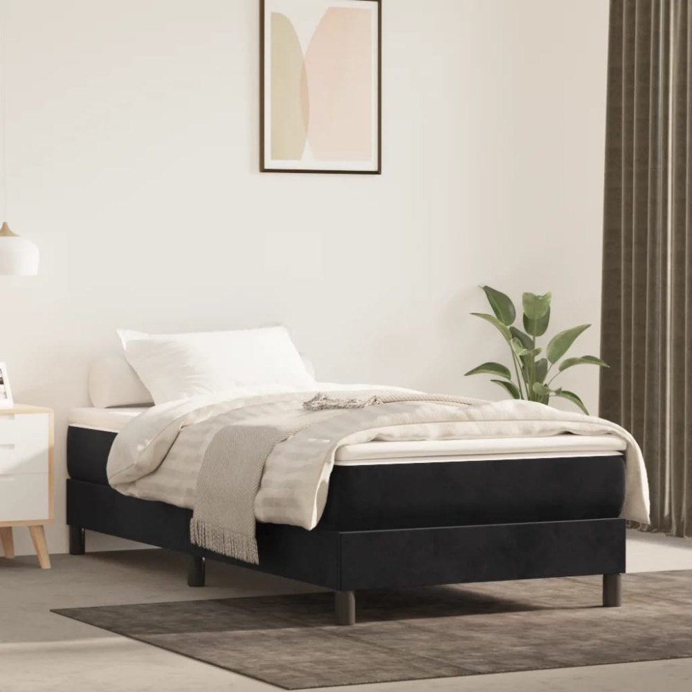 vidaXL Boxspring-sängram svart 90x200 cm sammet