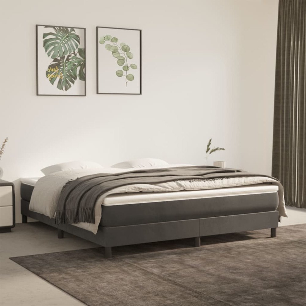 vidaXL Boxspring-sängram mörkgrå 180x200 cm sammet