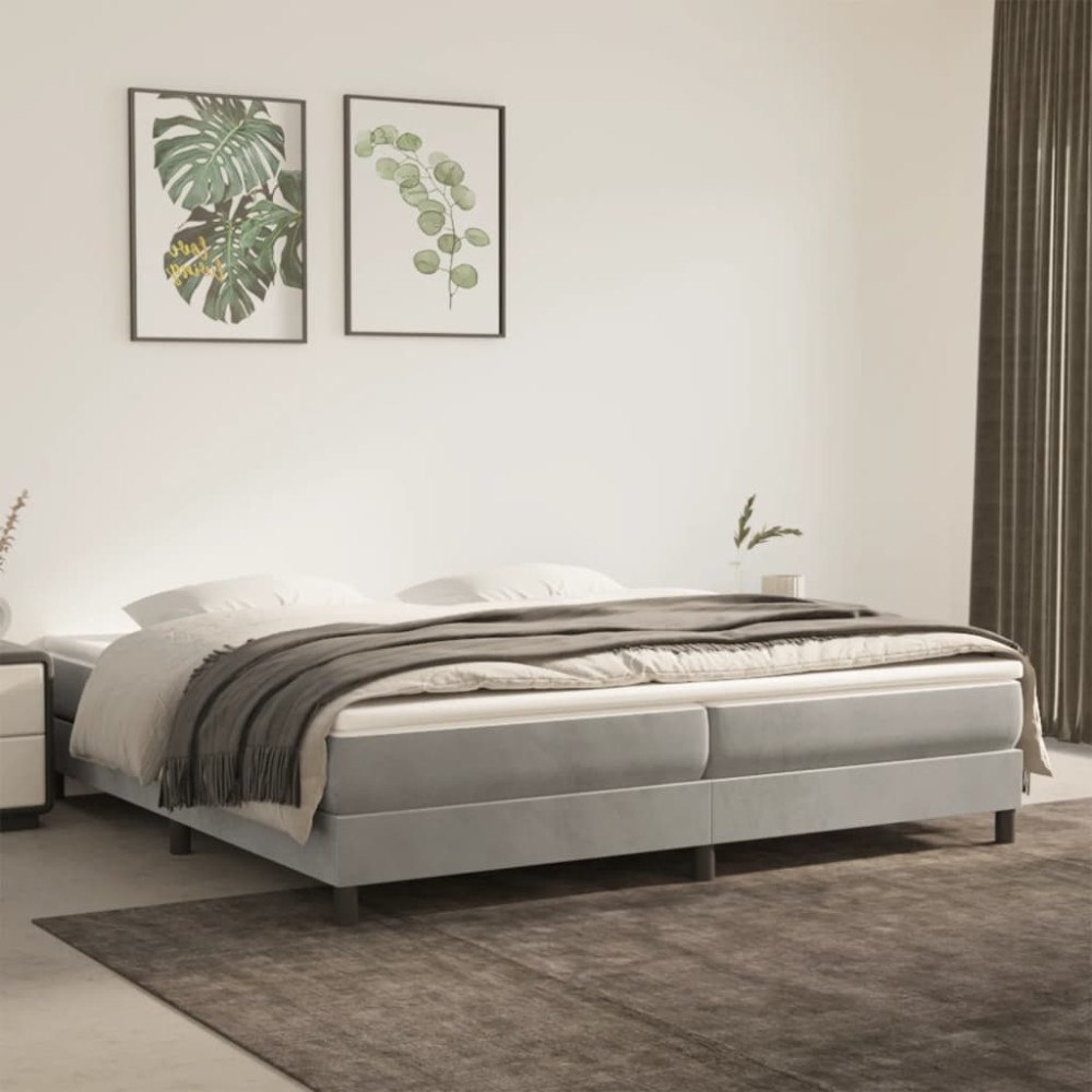 vidaXL Boxspring-sängram ljusgrå 200x200 cm sammet