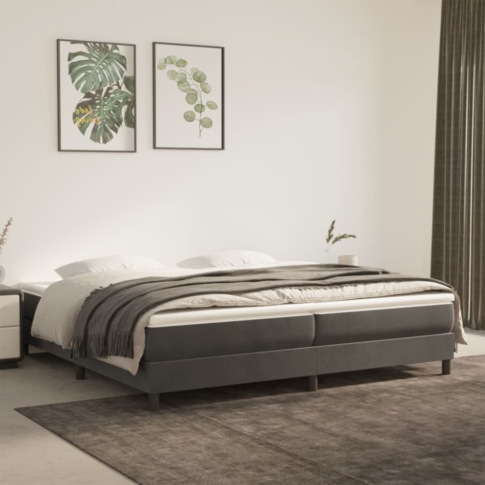 vidaXL Boxspring-sängram mörkgrå 200x200 cm sammet