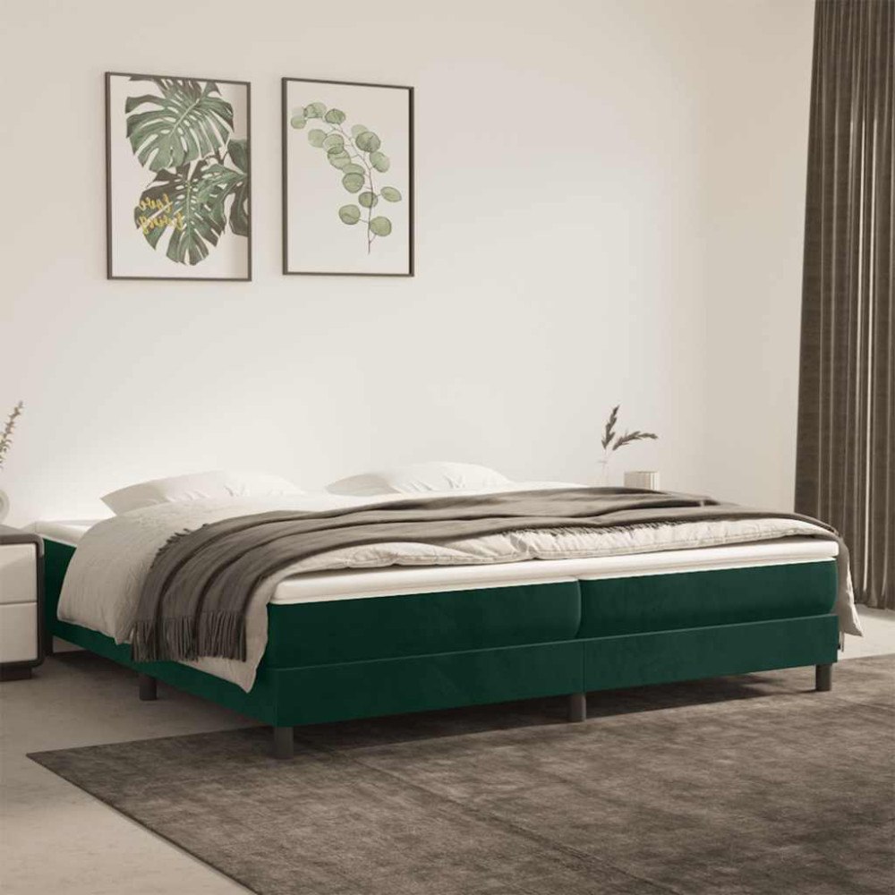 vidaXL Boxspring-sängram mörkgrön 200x200 cm sammet