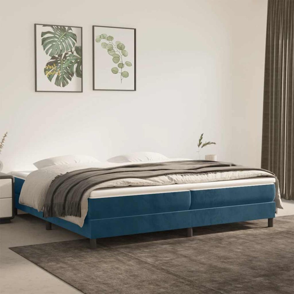 vidaXL Boxspring-sängram mörkblå 200x200 cm sammet