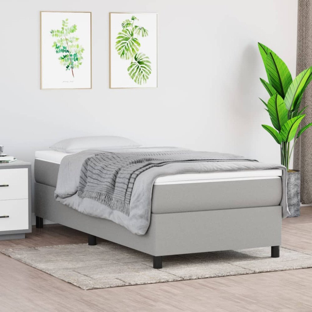 vidaXL Boxspring-sängram ljusgrå 90x190 cm tyg