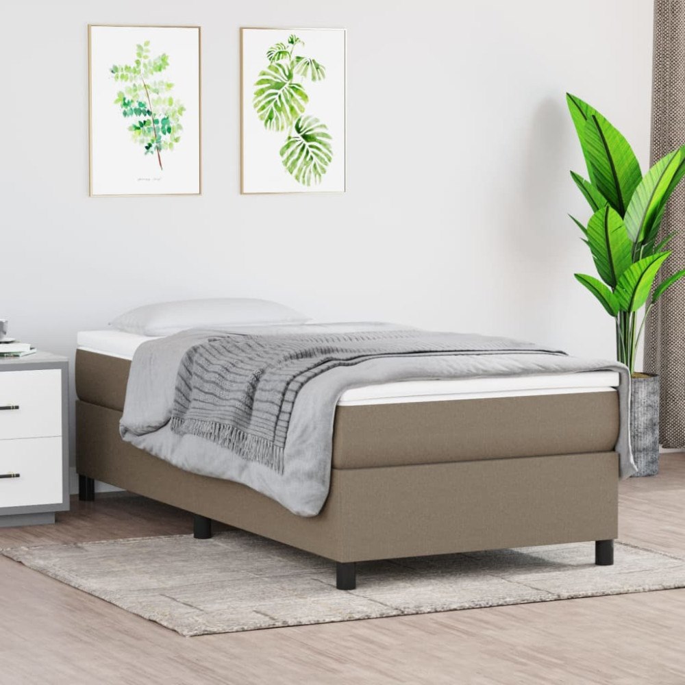 vidaXL Boxspring-sängram Taupe 90x190 cm tyg
