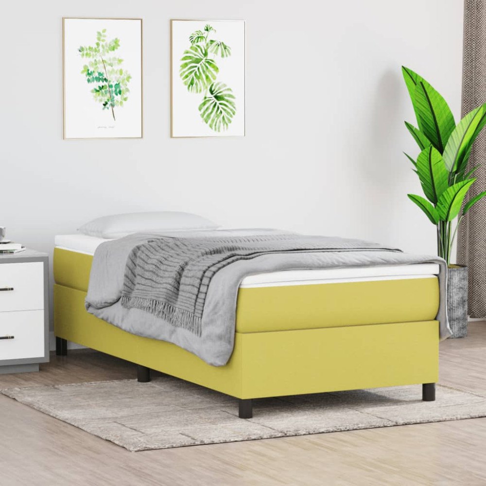 vidaXL Boxspring-sängram grön 90x190 cm tyg