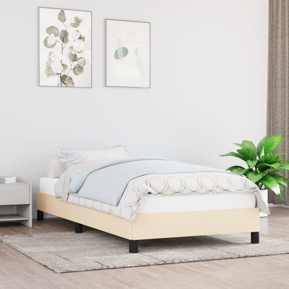 vidaXL Sängram utan madrass cremefärgad 80x200 cm tyg