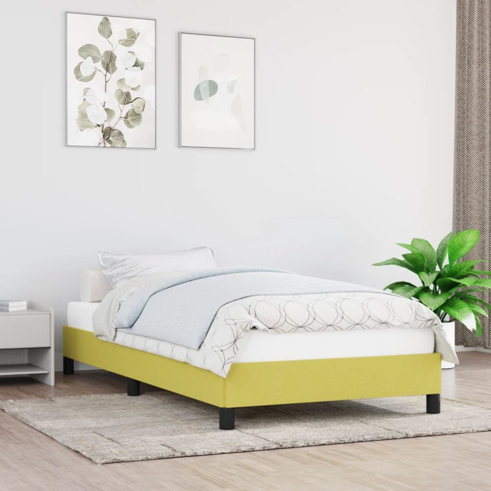 vidaXL Sängram utan madrass grön 100x200 cm tyg
