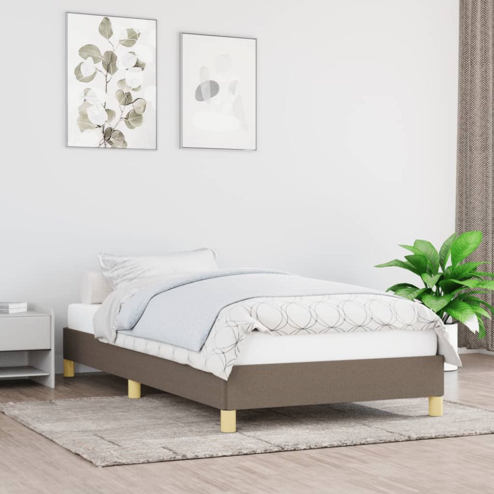 vidaXL Sängram utan madrass Taupe 90x190 cm tyg