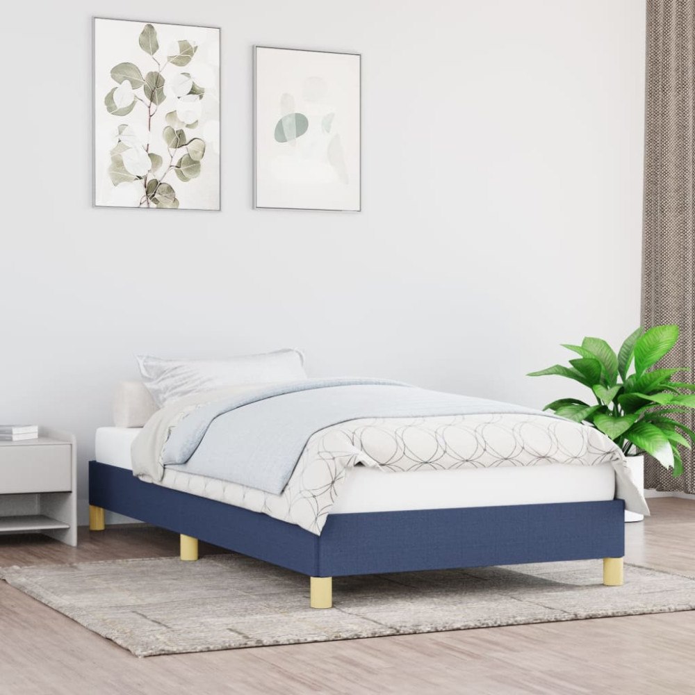 vidaXL Sängram utan madrass blå 90x190 cm tyg