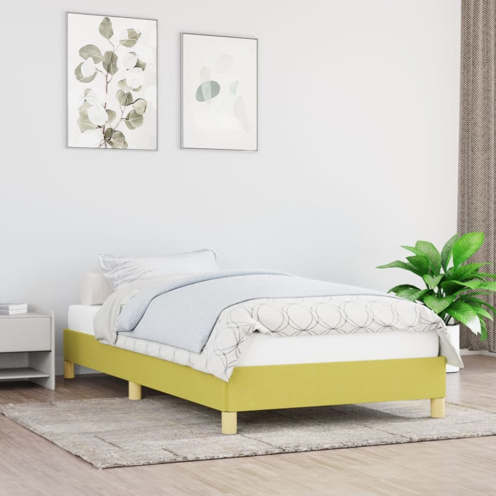vidaXL Sängram utan madrass grön 100x200 cm tyg