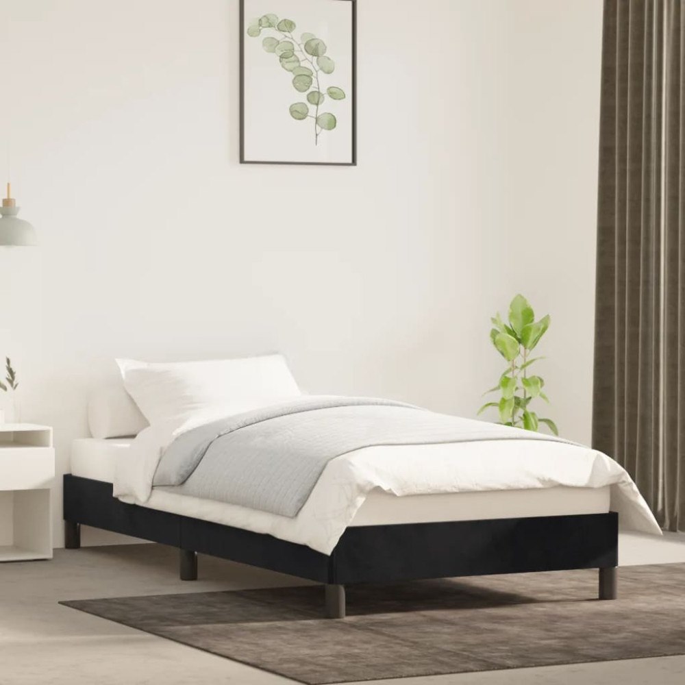 vidaXL Sängram svart 90x200 cm sammet