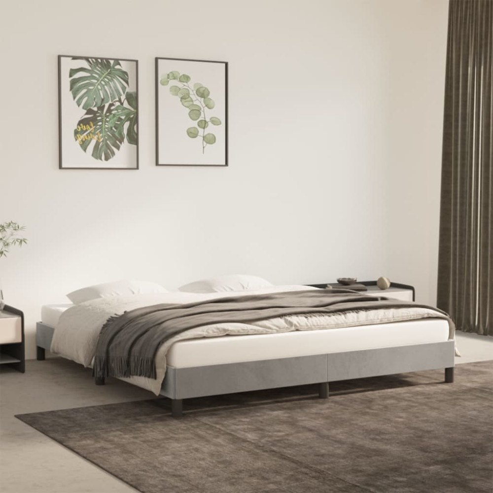 vidaXL Sängram utan madrass ljusgrå 180x200 cm sammet