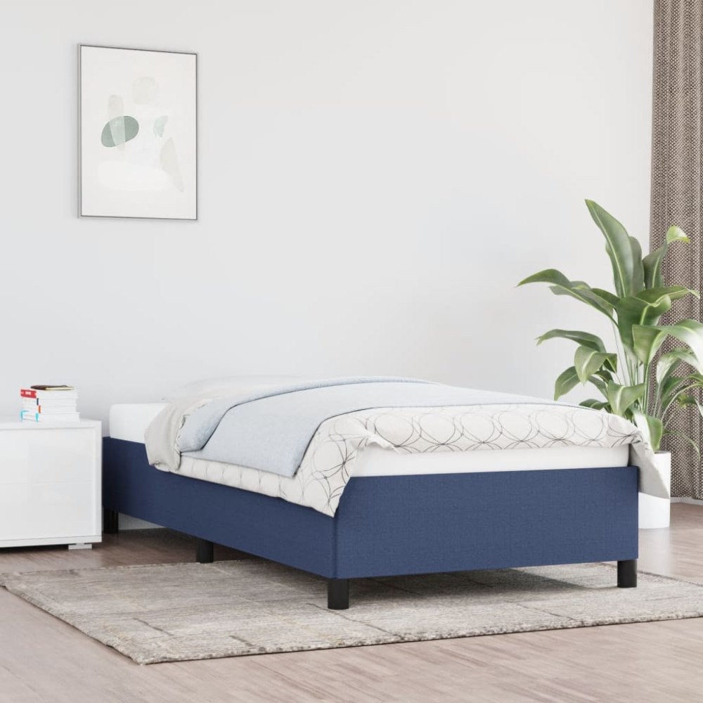 vidaXL Sängram utan madrass blå 90x190 cm tyg