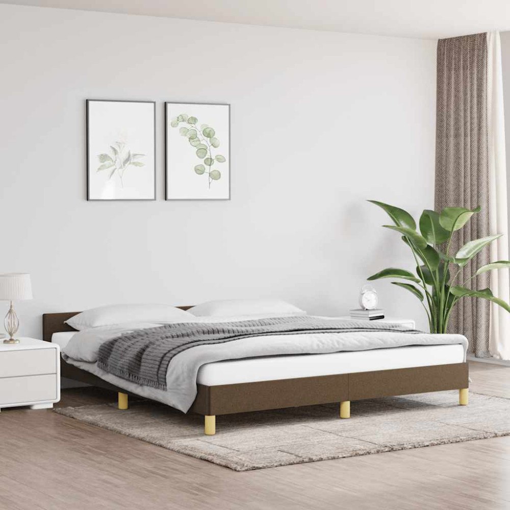 vidaXL Sängram utan madrass mörkbrun 180x200 cm tyg
