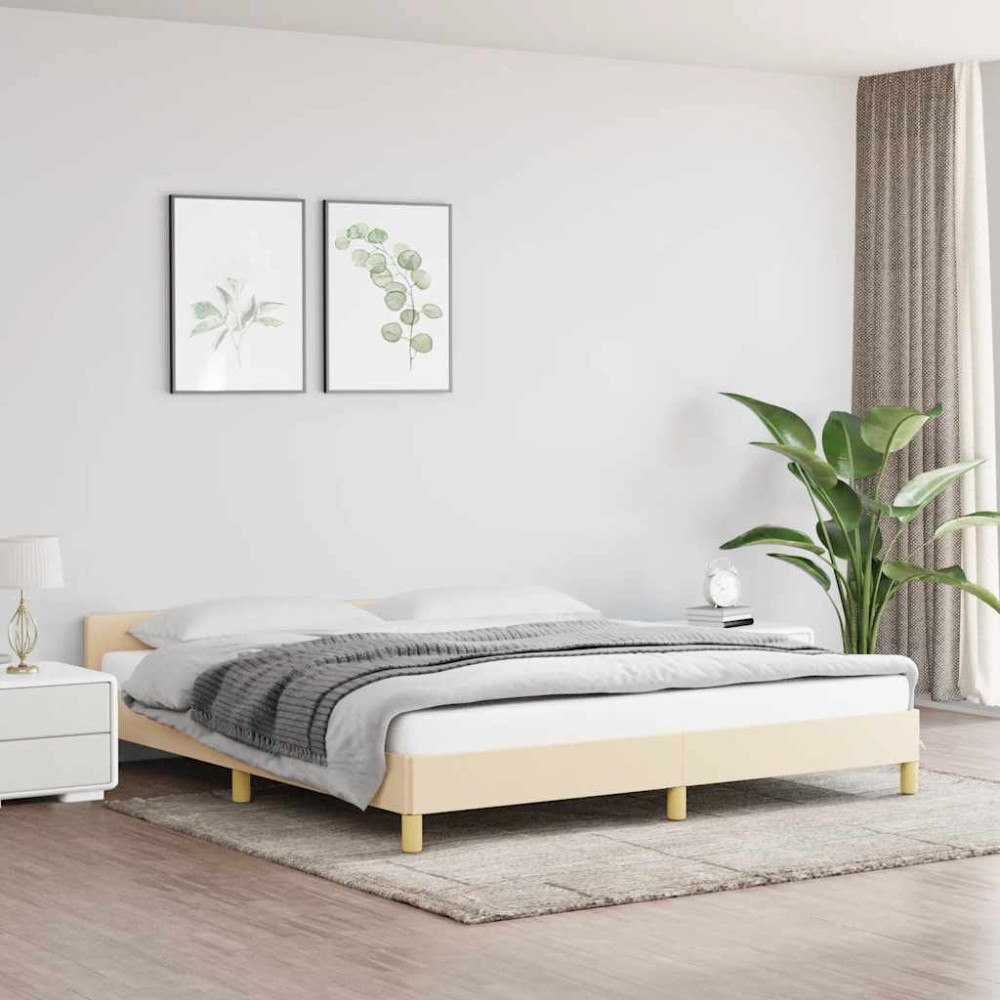 vidaXL Sängram utan madrass gräddvit 180x200 cm tyg