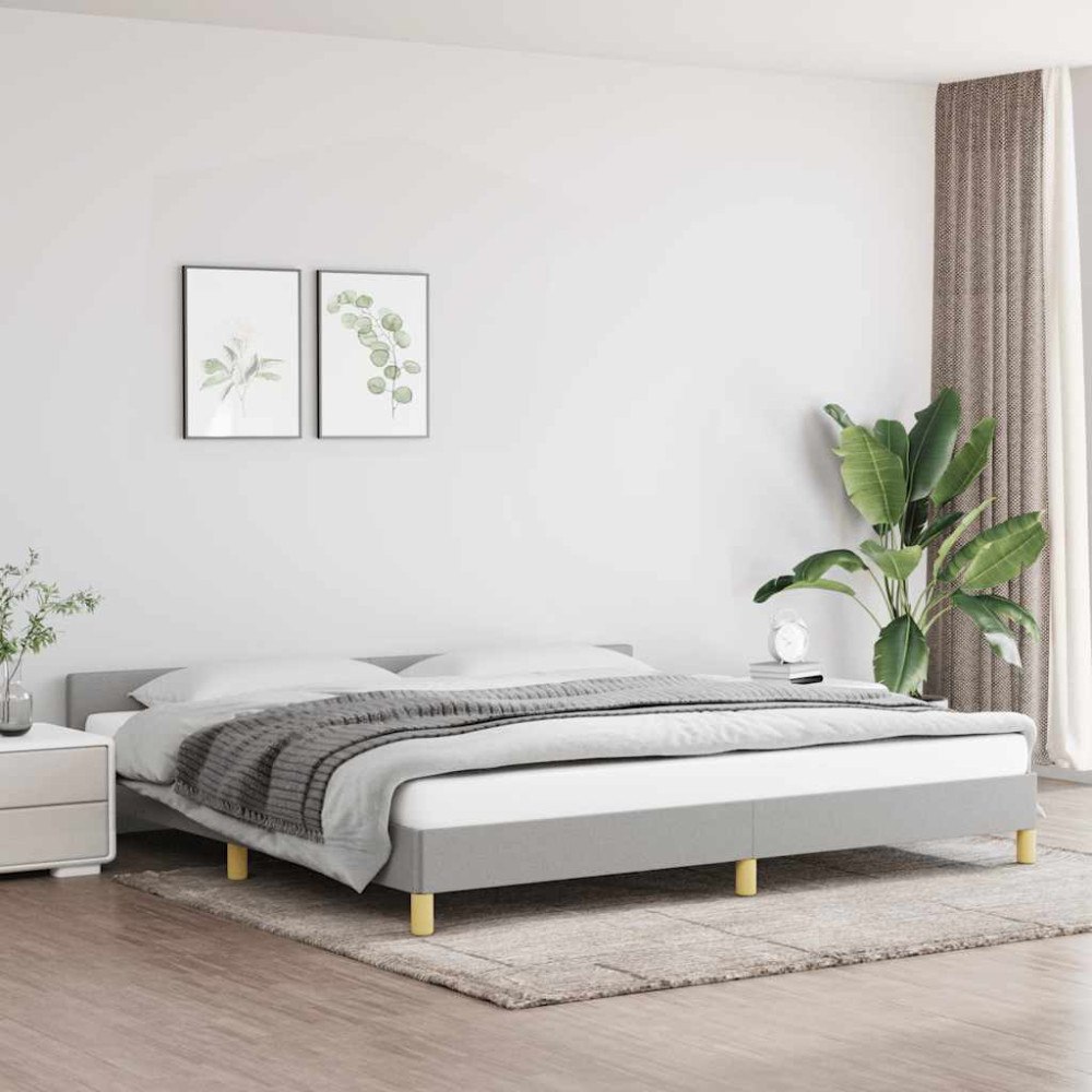 vidaXL Sängram utan madrass ljusgrå 200x200 cm tyg