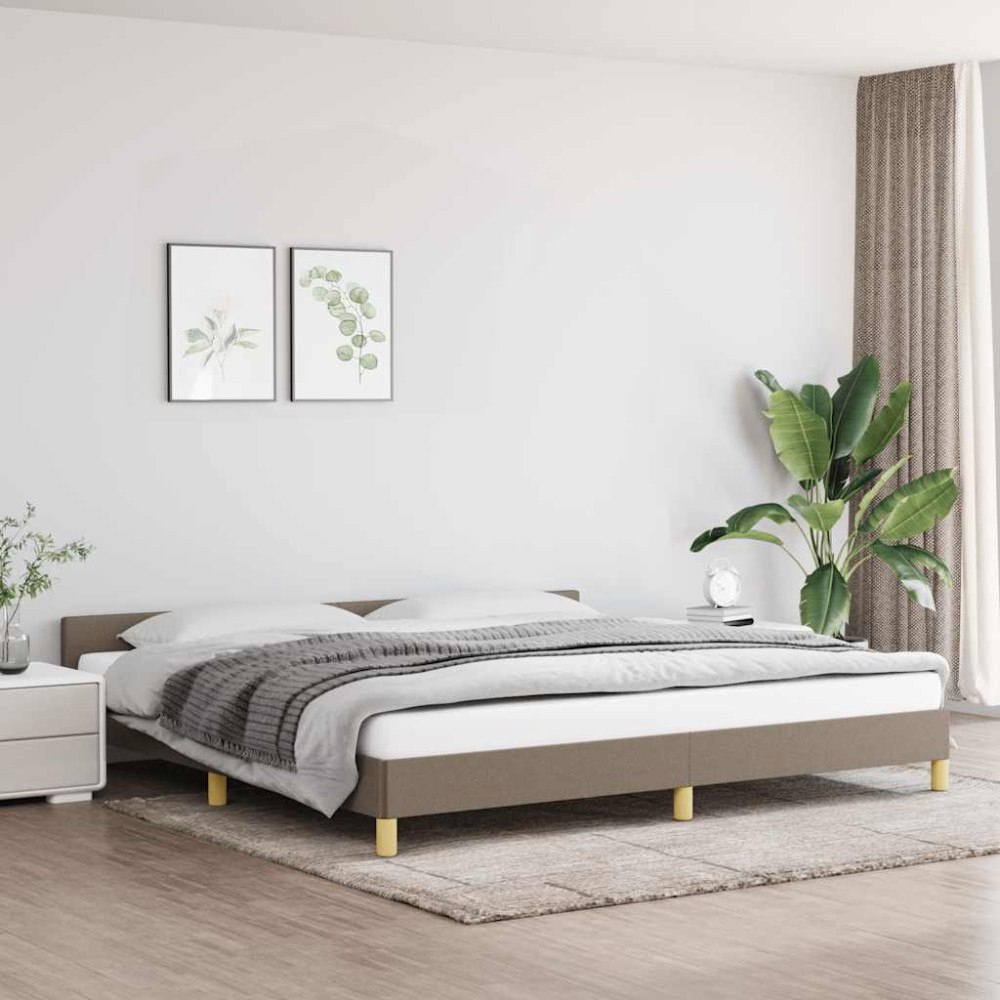 vidaXL Sängram utan madrass taupe 200x200 cm tyg