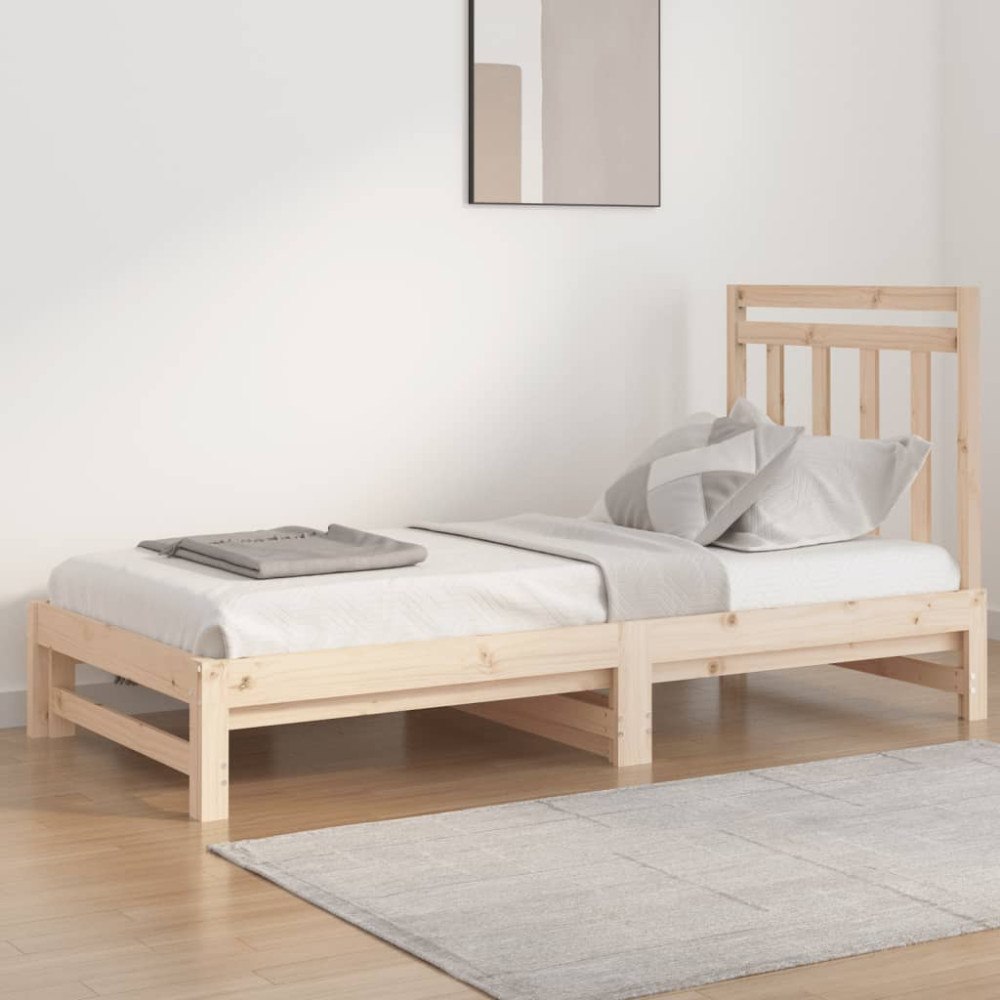 vidaXL Utdragbar dagbädd 2x(90x190) cm massiv furu