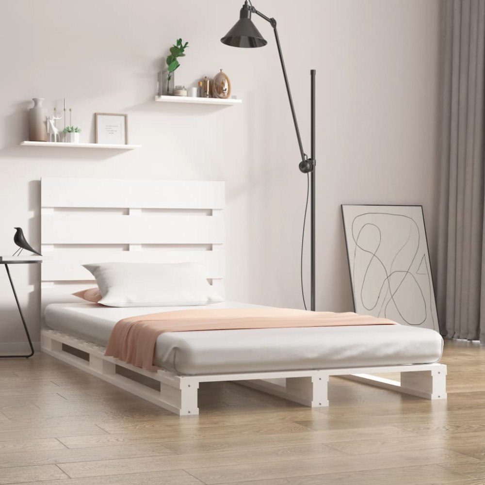 vidaXL Sängram utan madrass vit 100x200 cm massiv furu
