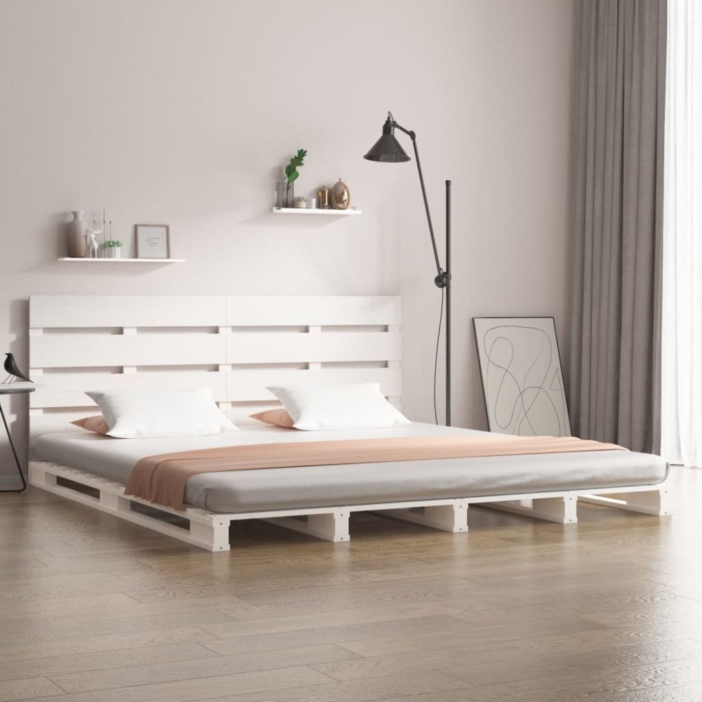 vidaXL Sängram utan madrass vit 200x200 cm massiv furu