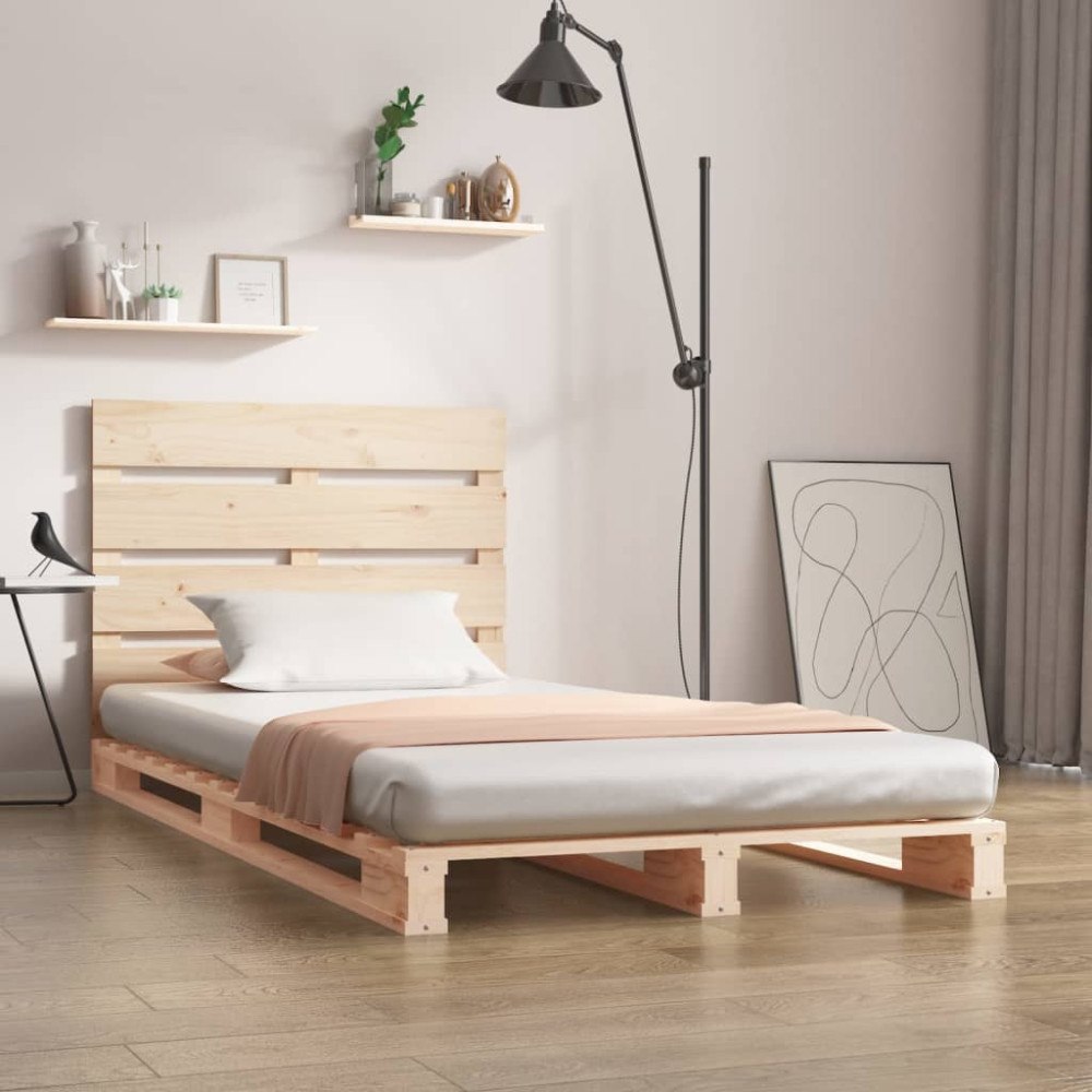 vidaXL Sängram utan madrass 75x190 cm massiv furu