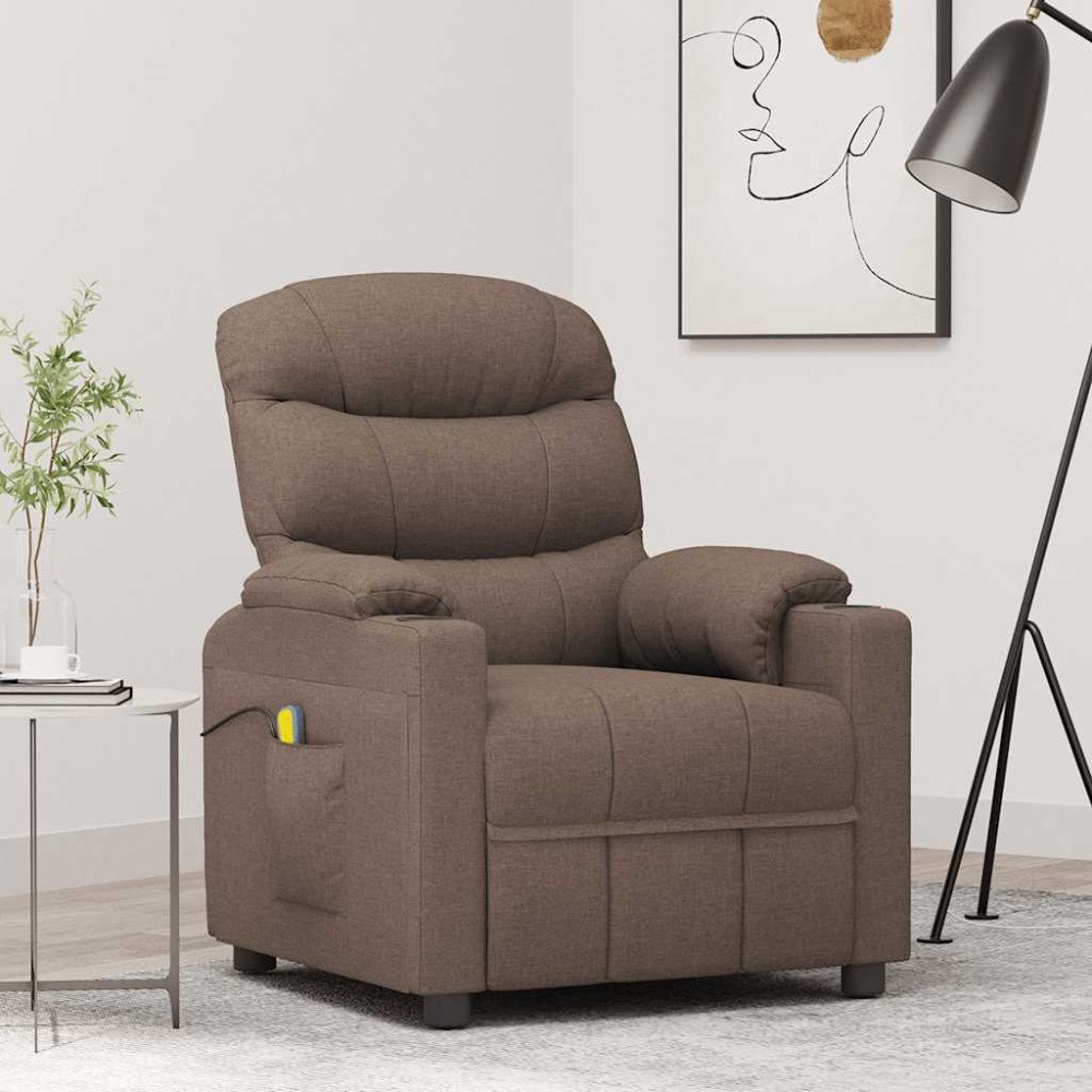 vidaXL Massagefåtölj taupe tyg