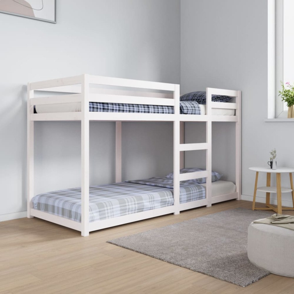 vidaXL Våningssäng vit 75x190 cm massiv furu