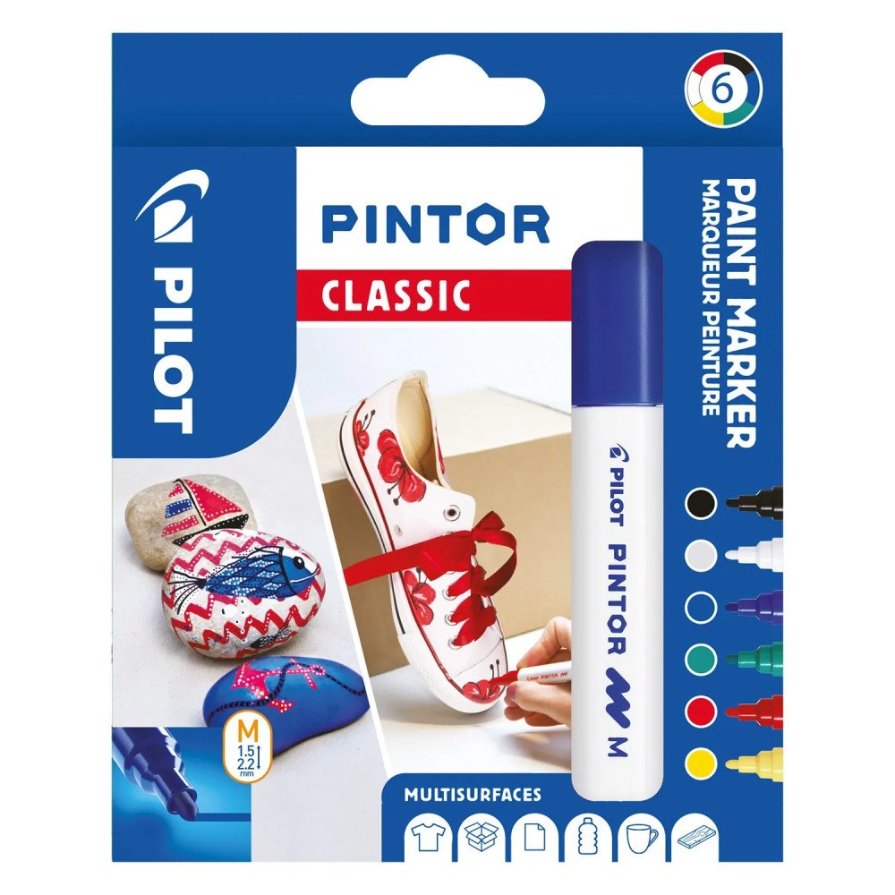 Pilot Pen Pilot Pintor Classic, 6 styck, Svart, Blå, Grön, Röd, Vit, G...