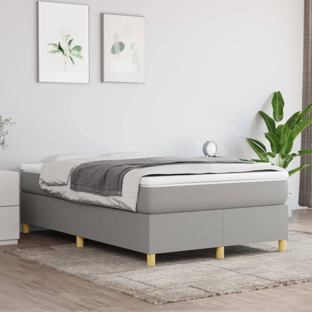vidaXL Boxspring-sängram ljusgrå 120x200 cm tyg