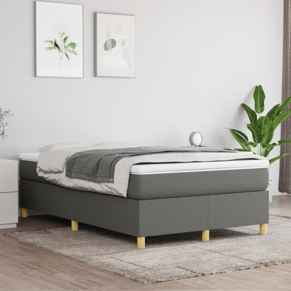 vidaXL Boxspring-sängram mörkgrå 120x200 cm tyg