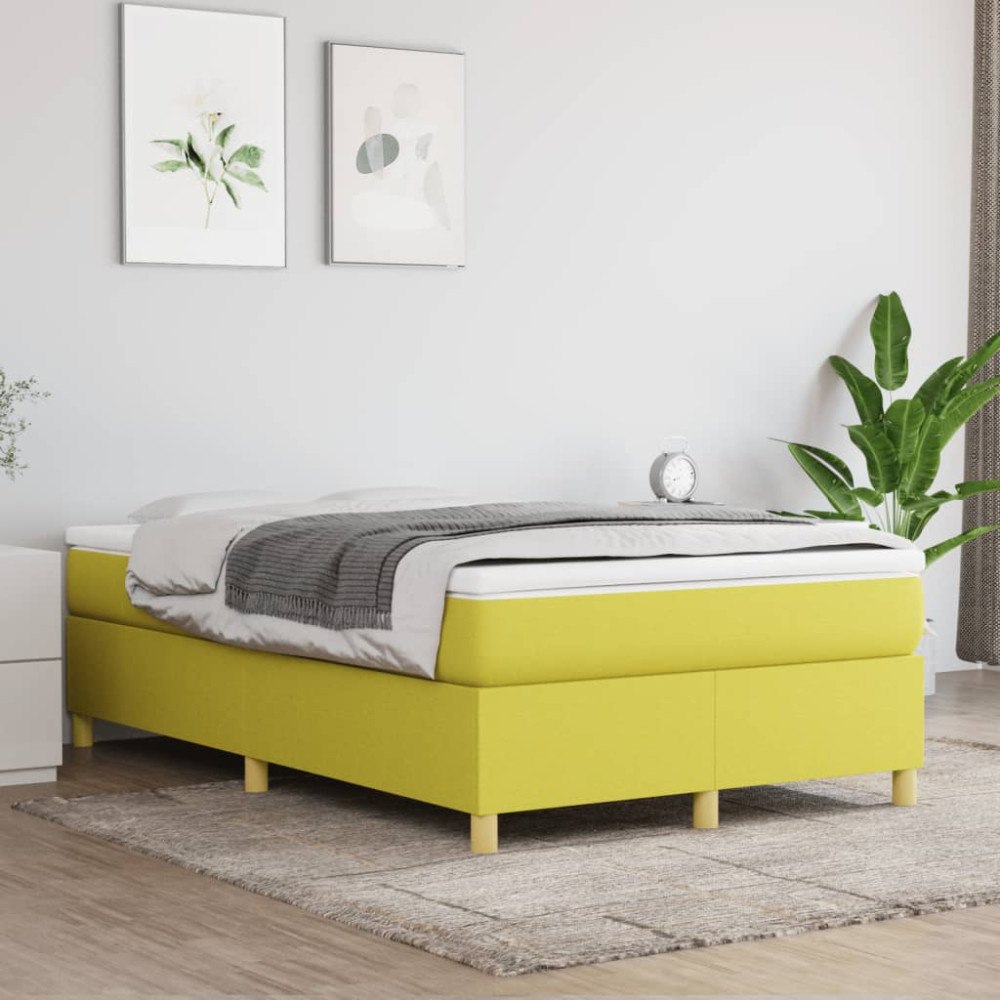 vidaXL Boxspring-sängram grön 120x200 cm tyg