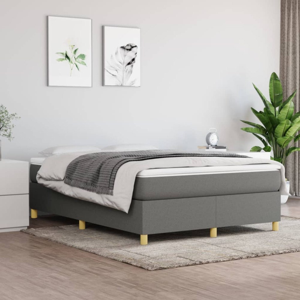 vidaXL Boxspring-sängram mörkgrå 140x190 cm tyg