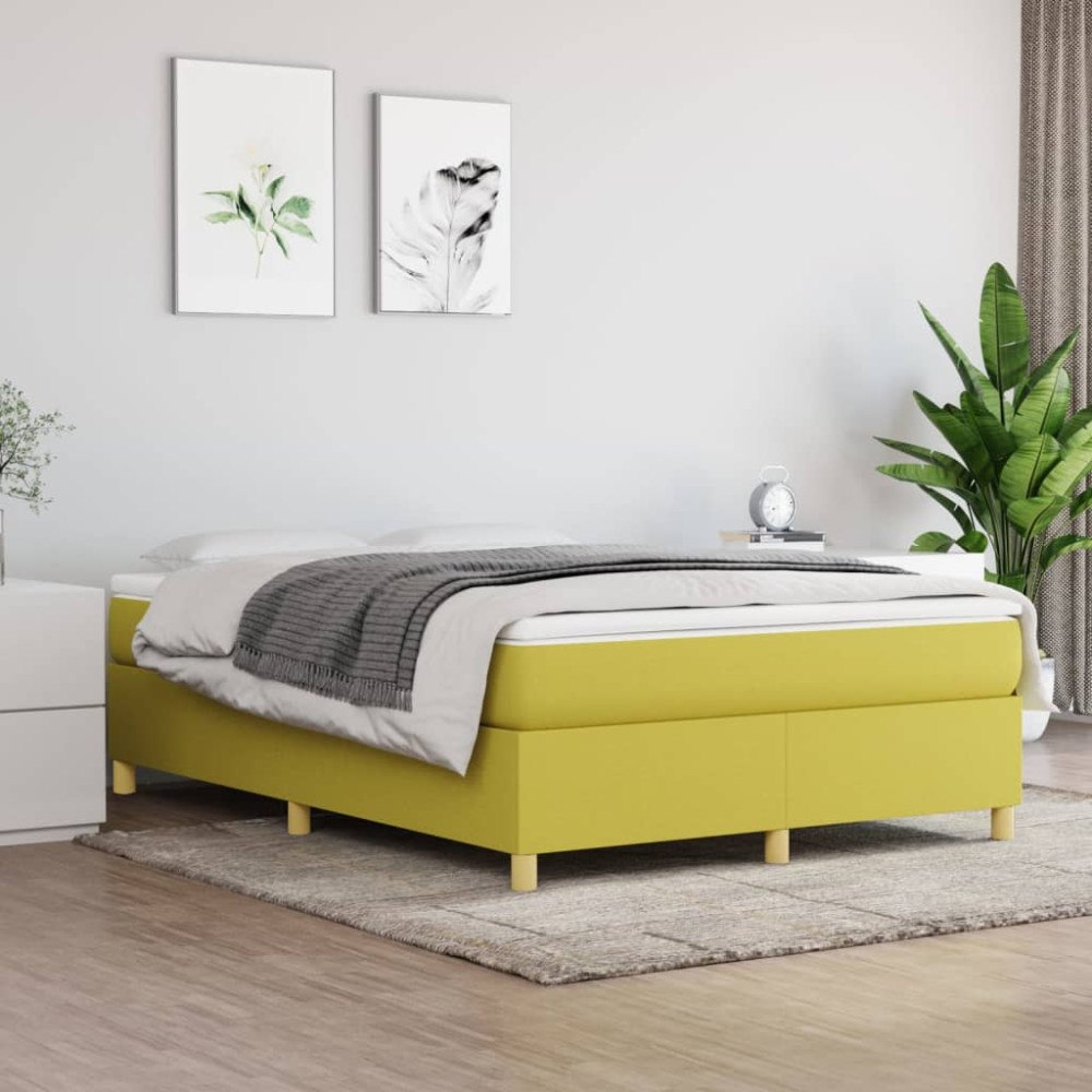 vidaXL Boxspring-sängram grön 140x190 cm tyg