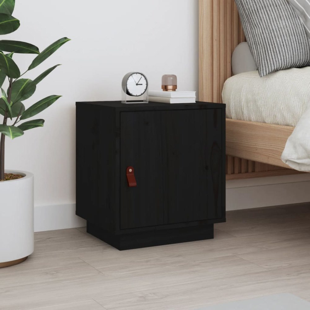 vidaXL Sängbord svart 40x34x45 cm massiv furu