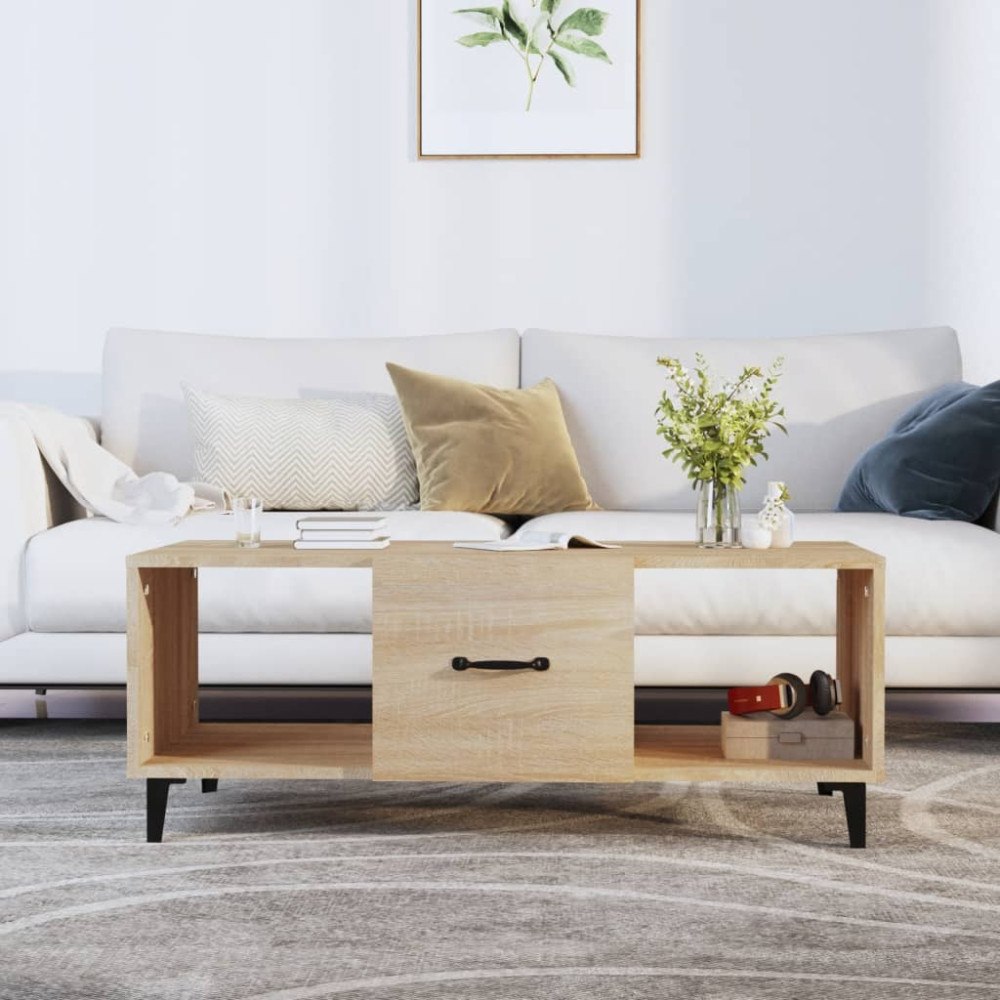 vidaXL Soffbord sonoma-ek 102x50x40 cm konstruerat trä