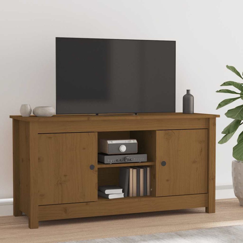 vidaXL Tv-bänk honungsbrun 103x36,5x52 cm massiv furu