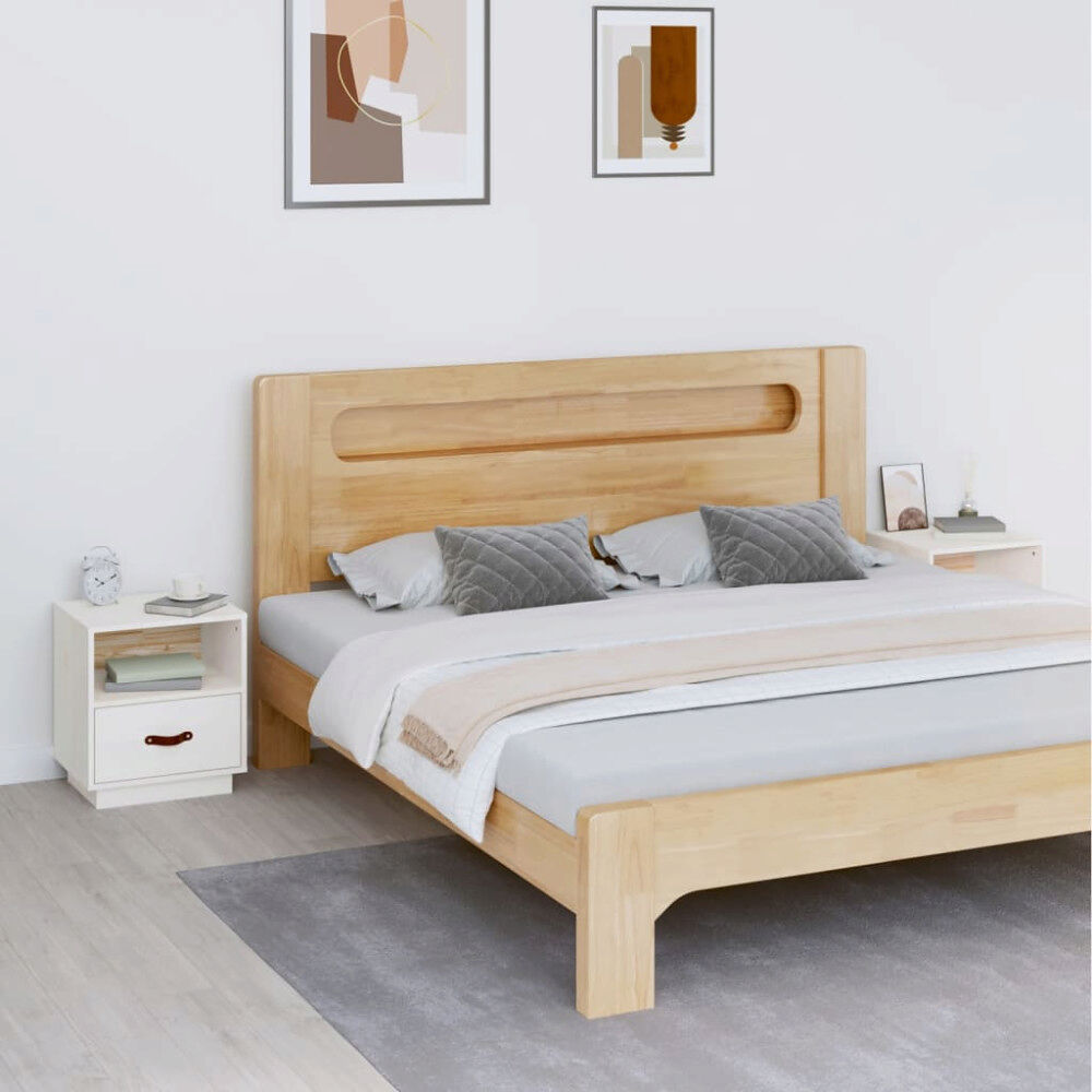 vidaXL Sängbord 2 st vit 40x34x45 cm massivt furuträ