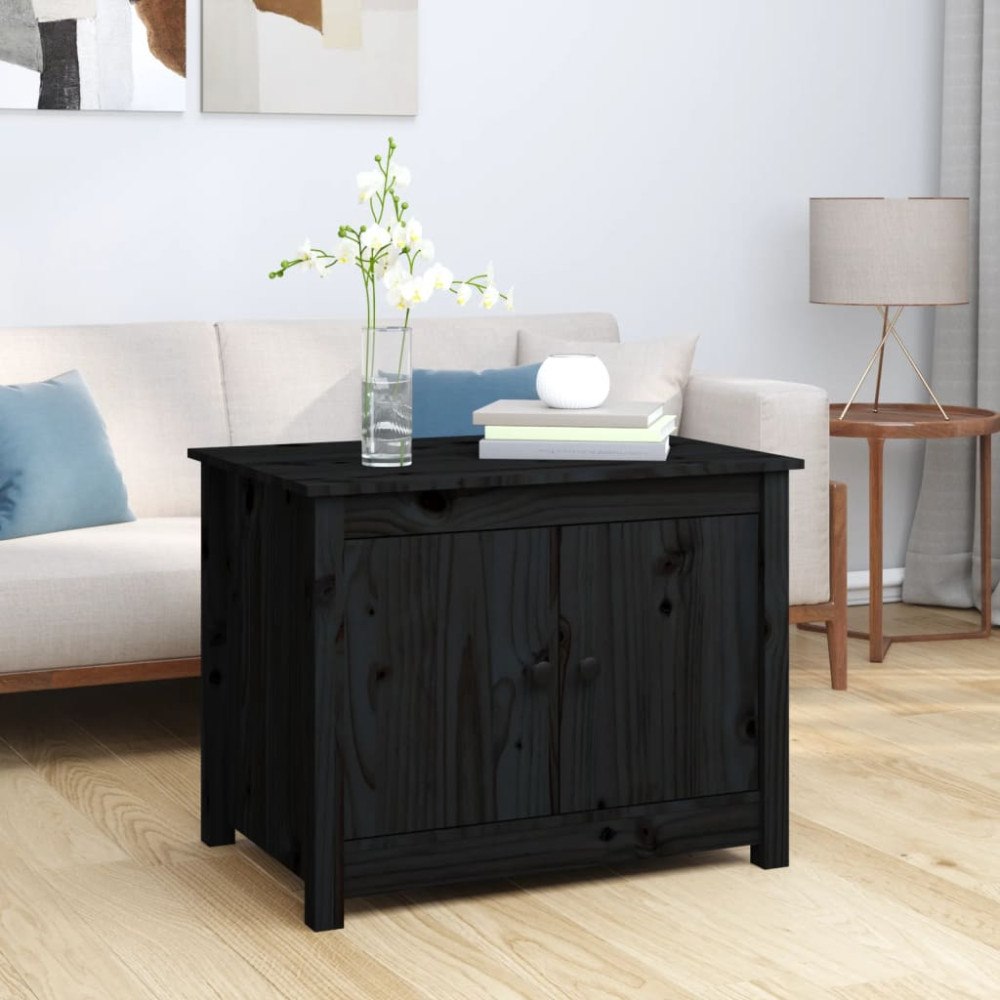vidaXL Soffbord svart 71x49x55 cm massiv furu