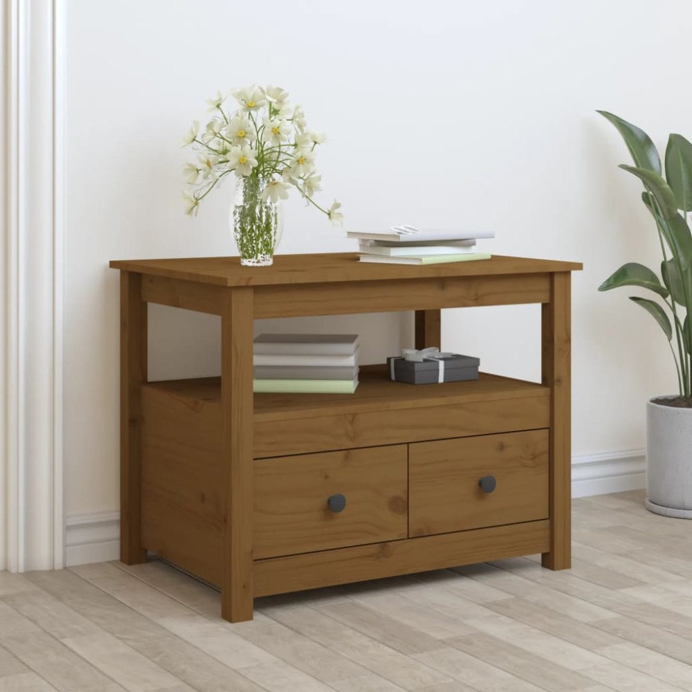 vidaXL Soffbord honungsbrun 71x49x55cm massiv furu
