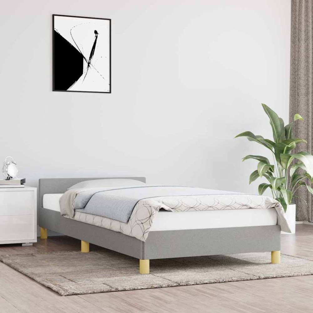 vidaXL Sängram utan madrass ljusgrå 90x190 cm tyg