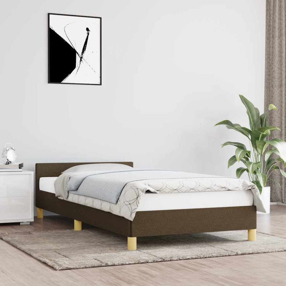 vidaXL Sängram utan madrass mörkbrun 90x200 cm tyg