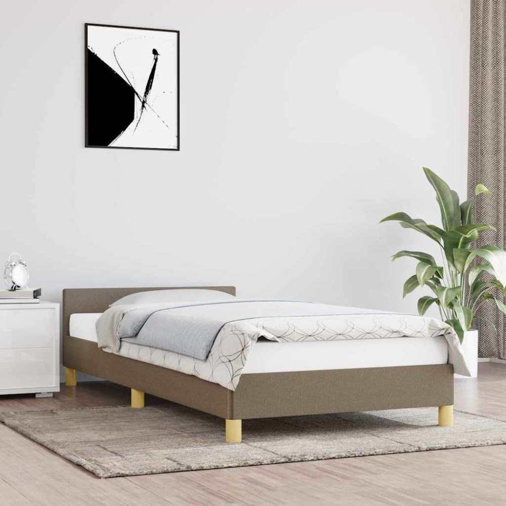 vidaXL Sängram utan madrass taupe 100x200 cm tyg