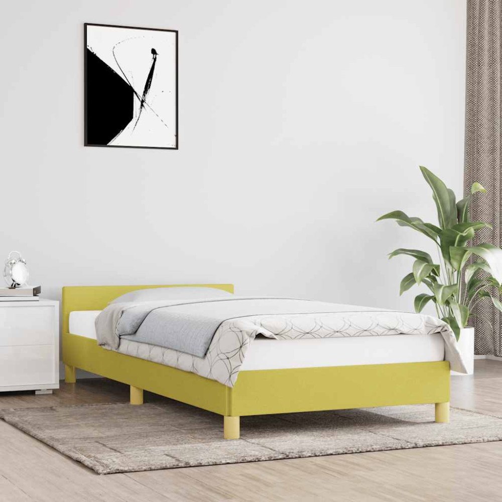 vidaXL Sängram utan madrass grön 100x200 cm tyg