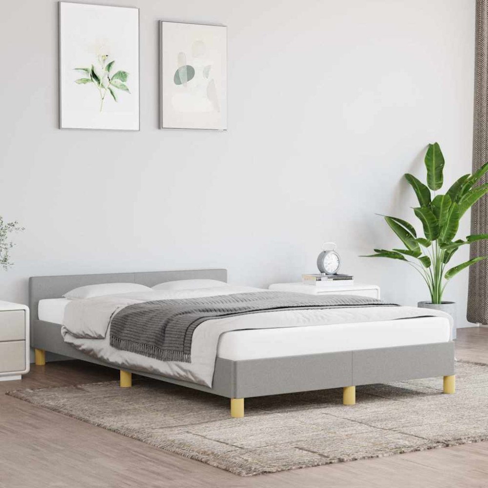 vidaXL Sängram utan madrass ljusgrå 120x200 cm tyg