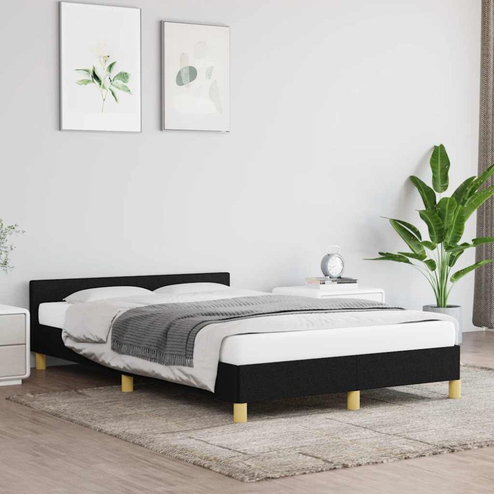 vidaXL Sängram utan madrass svart 120x200 cm tyg